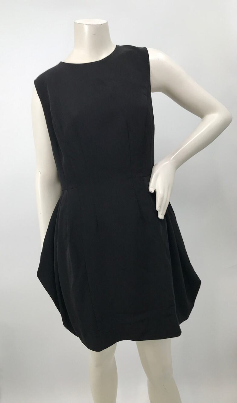ASOS Black Sleeveless Sheath Dress 10 Pleated Open Back Ties